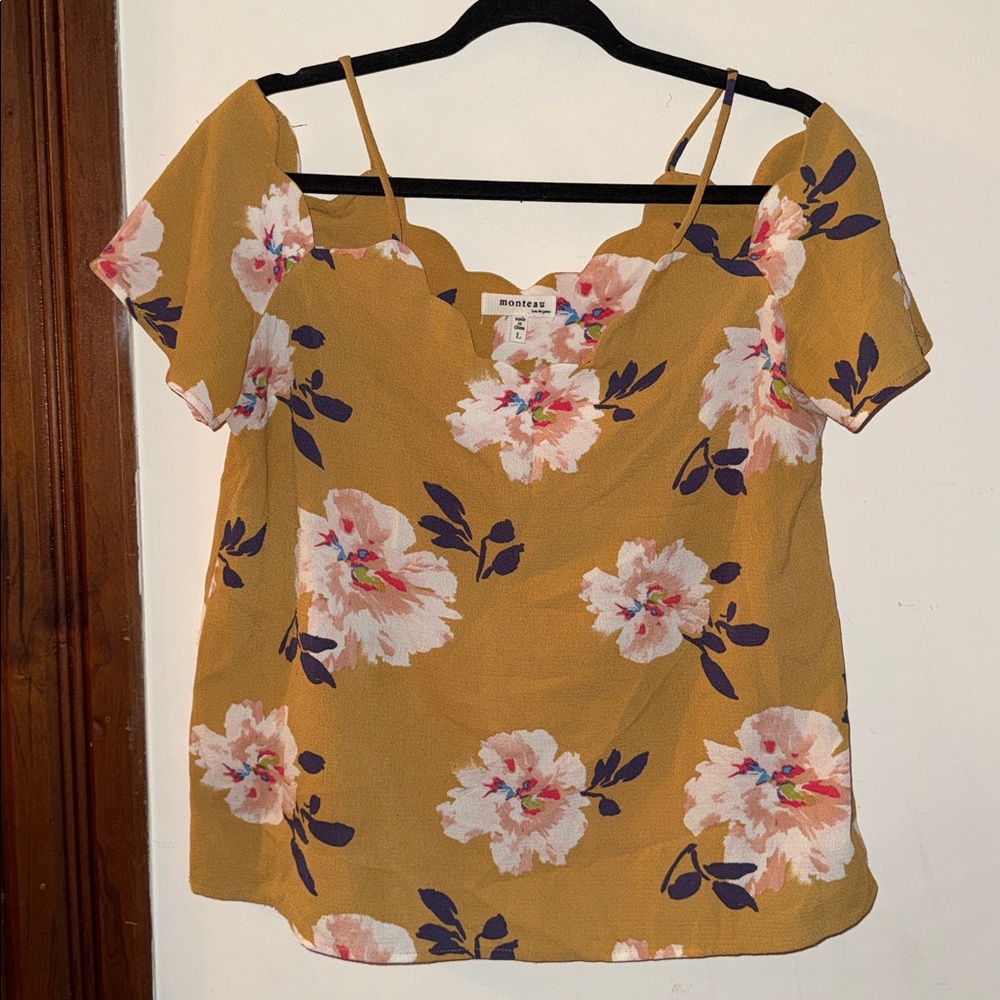 Monteau Mustard Floral Blouse